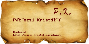 Pászti Kristóf névjegykártya
